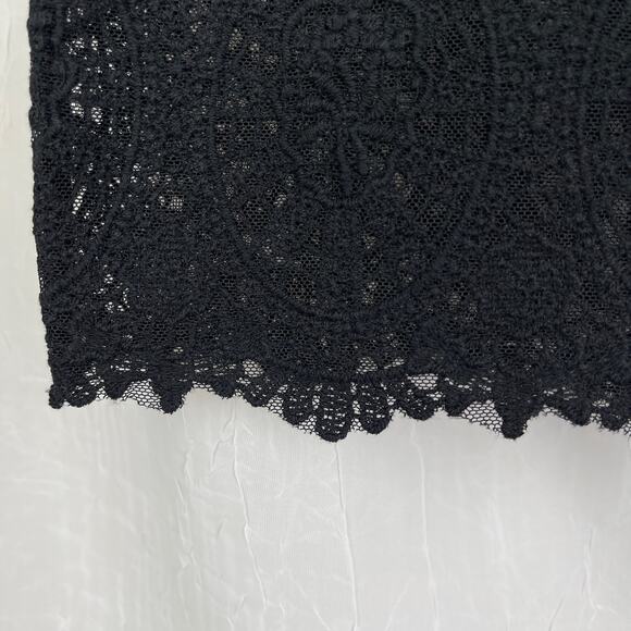 Black Sheer Mesh Knit Lace T Shirt Scalloped Hem Forever 21 Size Small - Picture 12 of 16